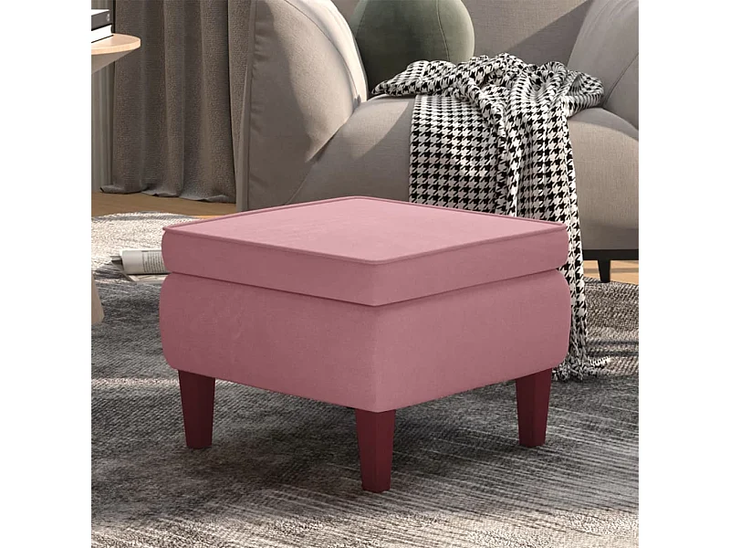 Tabouret avec pieds en bois Rose Velours