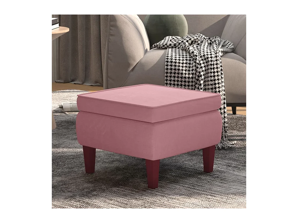 Tabouret avec pieds en bois Rose Velours