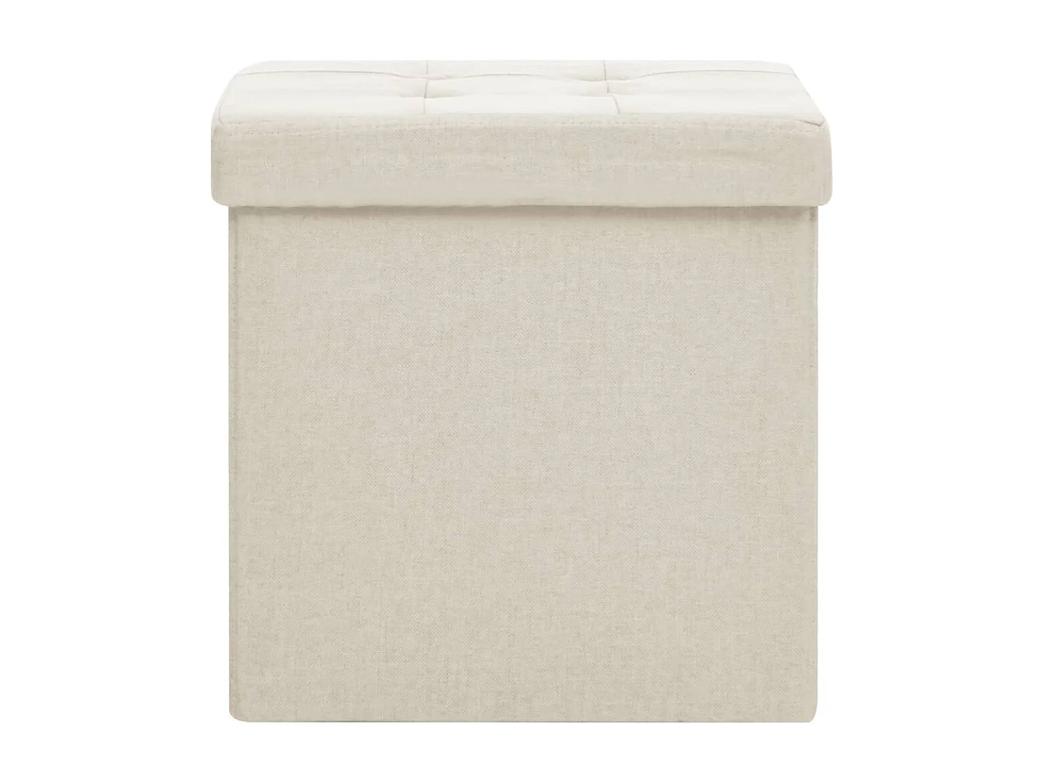 Sgabello contenitore pieghevole in finto lino bianco crema