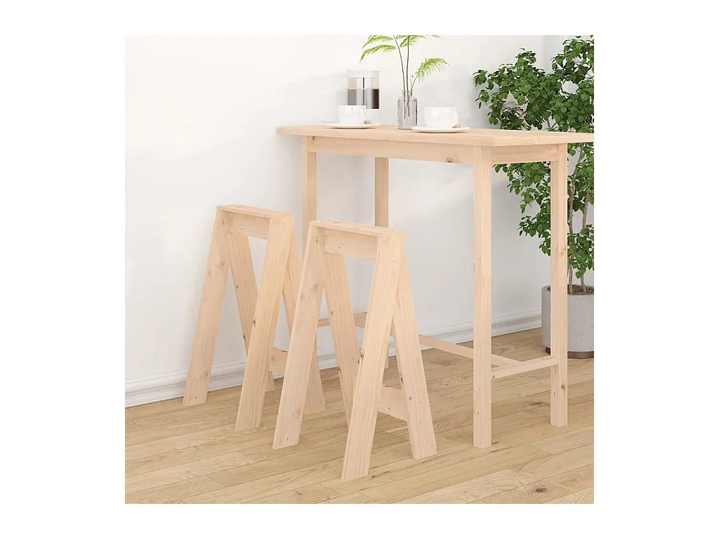 Tabourets lot de 2 40x40x75 cm bois massif de pin
