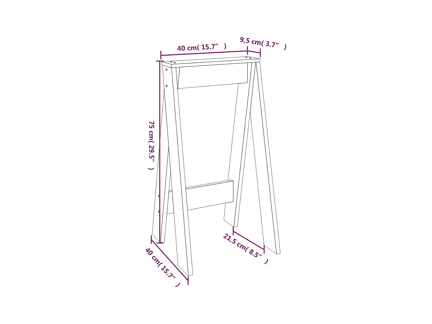 Tabourets lot de 2 40x40x75 cm bois massif de pin