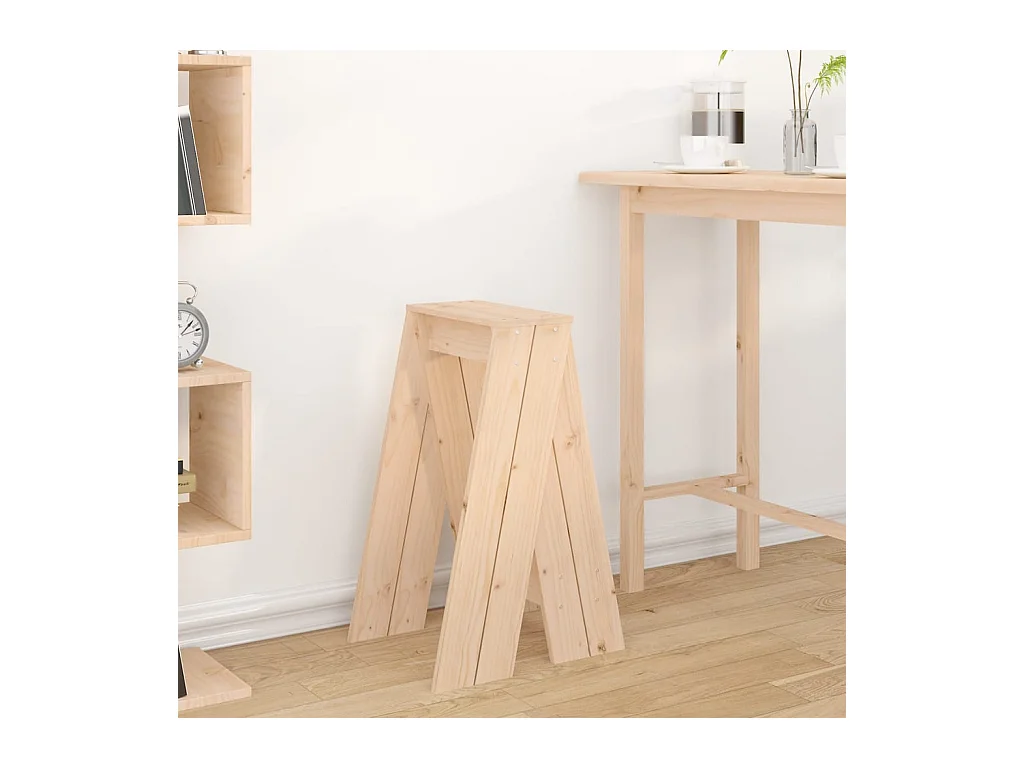 Tabourets lot de 2 40x40x75 cm bois massif de pin