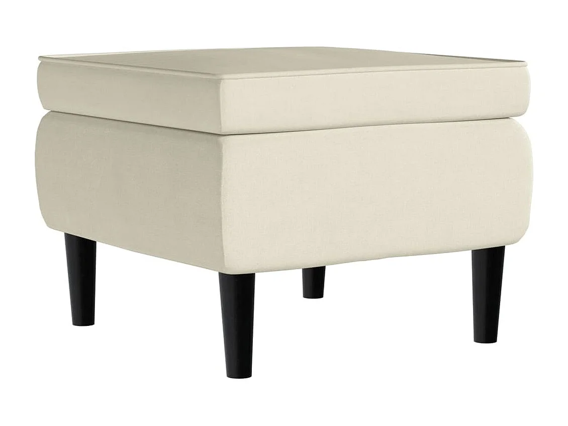 Tabouret avec pieds en bois Crème Velours