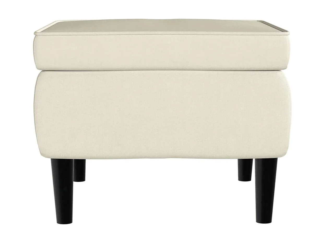 Tabouret avec pieds en bois Crème Velours