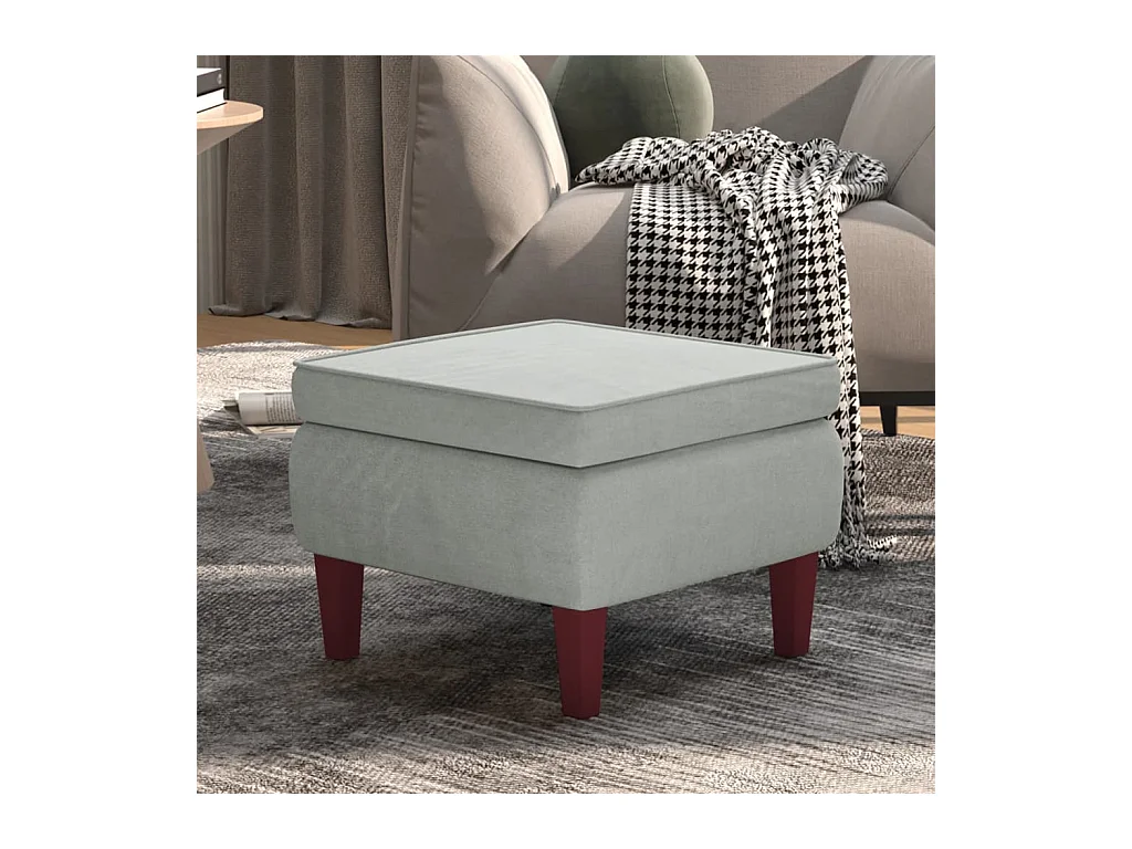 Tabouret avec pieds en bois Gris clair Velours