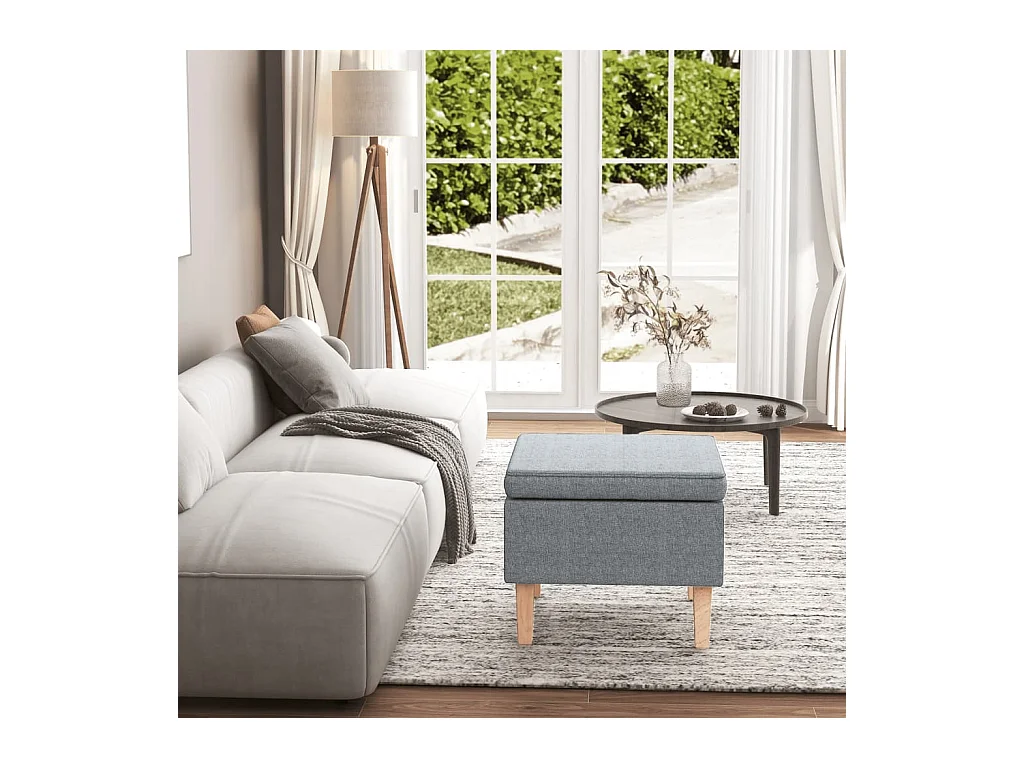 Tabouret avec pieds en bois Gris clair Tissu
