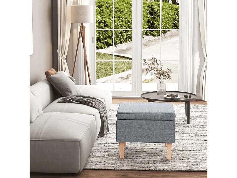 Sgabello con gambe in legno Tessuto Grigio chiaro