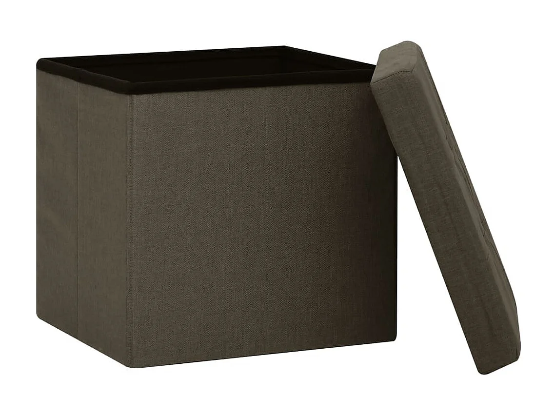 Tabouret de rangement pliable Marron foncé Faux lin