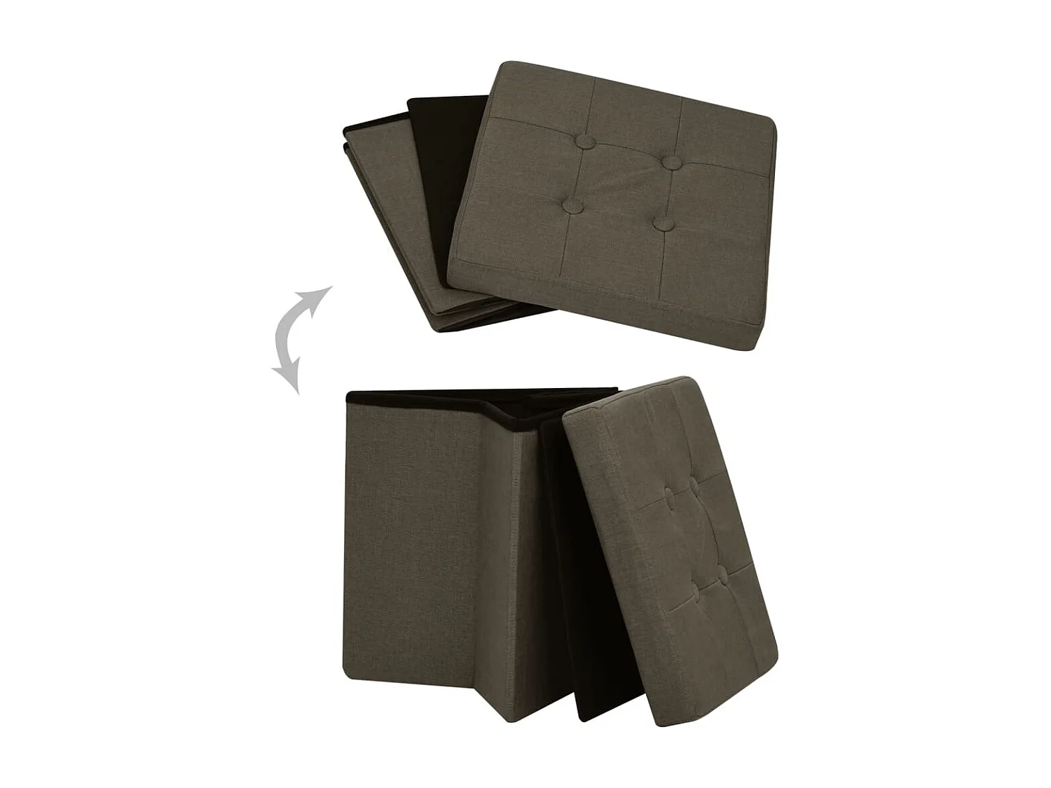 Tabouret de rangement pliable Marron foncé Faux lin