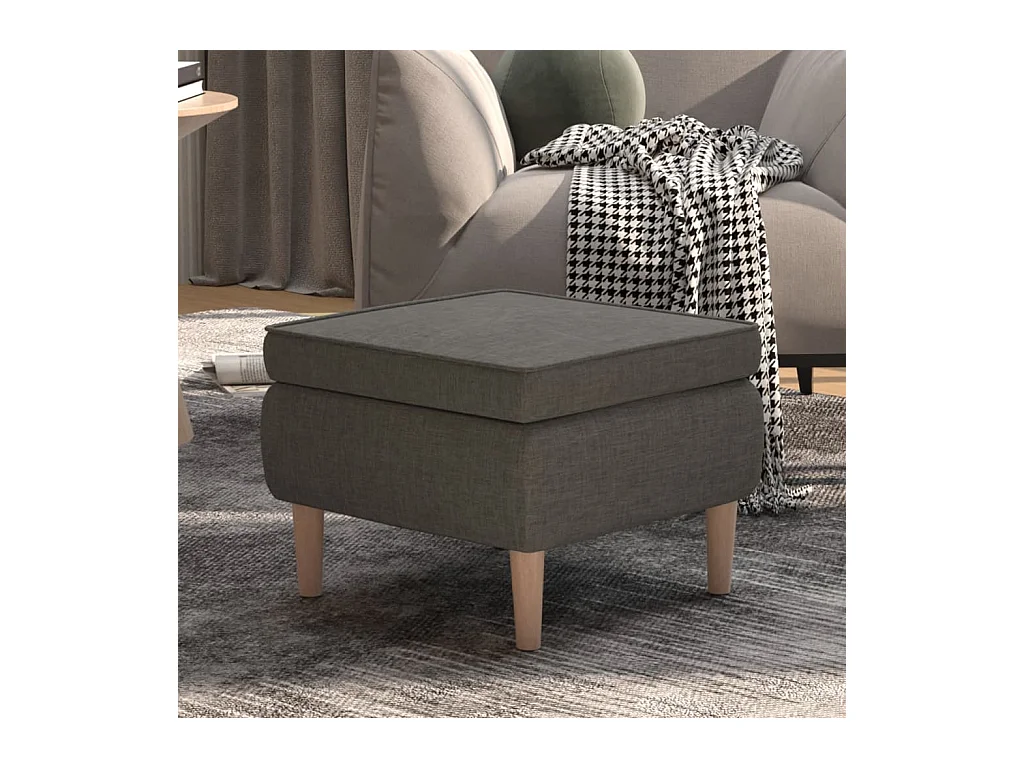 Tabouret avec pieds en bois Gris foncé Tissu
