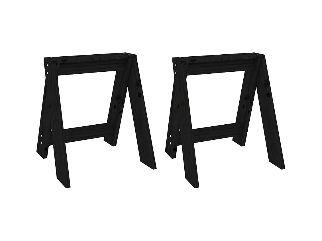 Tabourets lot de 2 noir 40x40x45 cm bois massif de pin