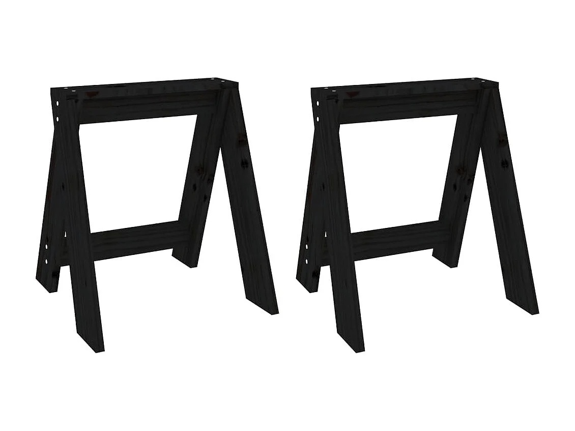 Tabourets lot de 2 noir 40x40x45 cm bois massif de pin