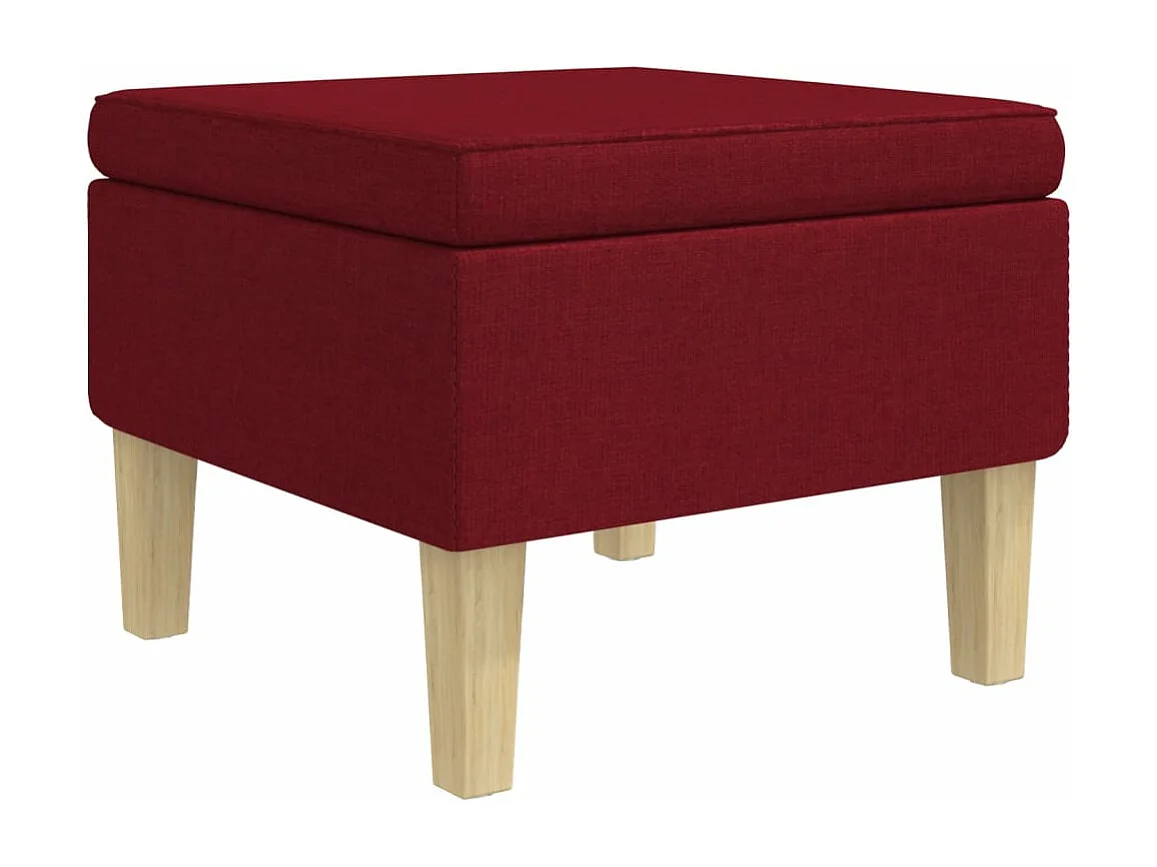 Sgabello con gambe in legno Tessuto rosso bordeaux