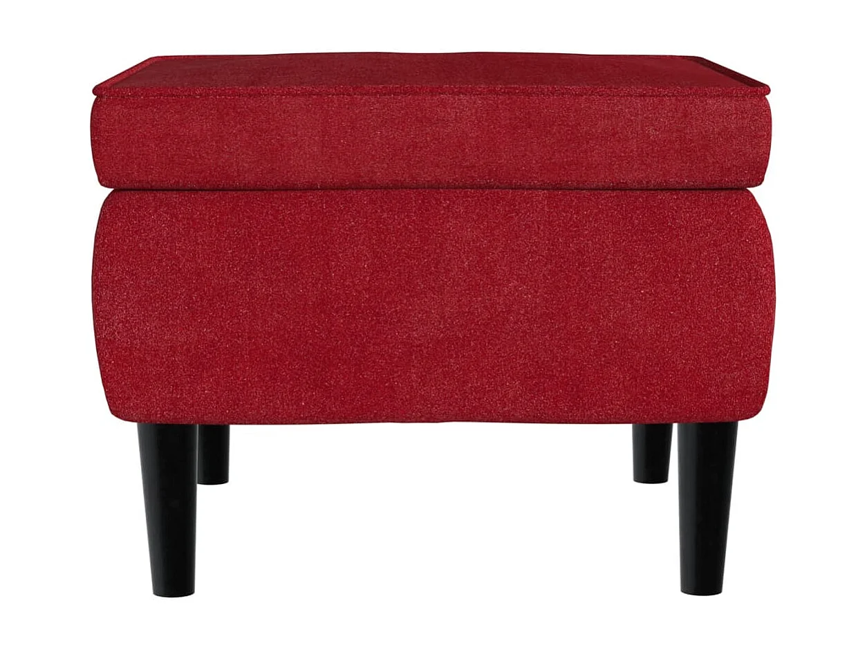 Tabouret avec pieds en bois Rouge bordeaux Velours