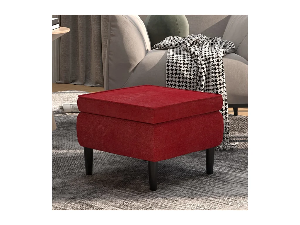 Tabouret avec pieds en bois Rouge bordeaux Velours