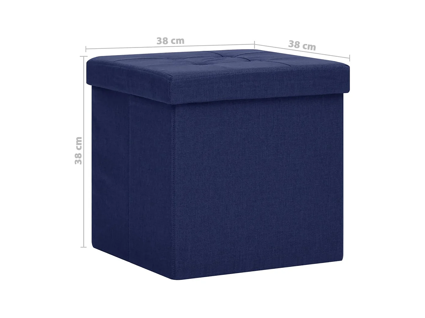 Zusammenklappbarer Aufbewahrungshocker aus blauem Kunstleinen