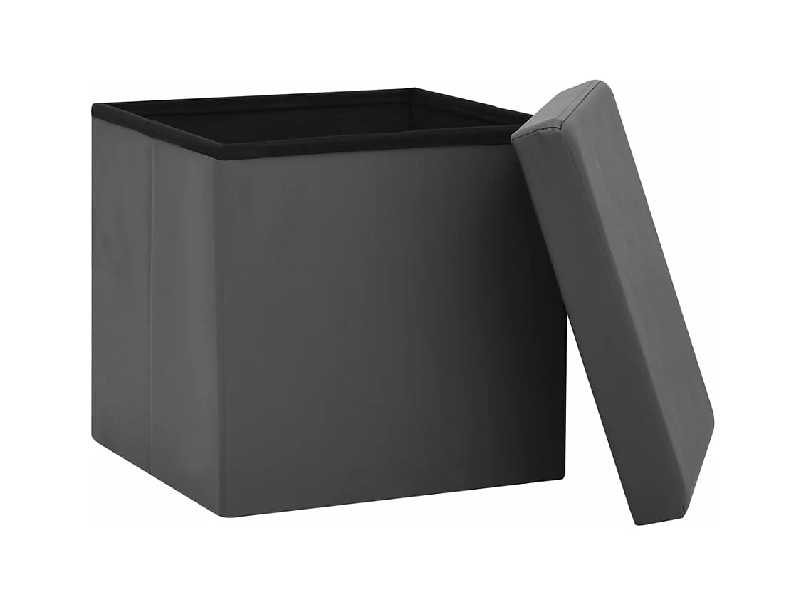 Tabourets de rangement pliables lot de 2 gris PVC