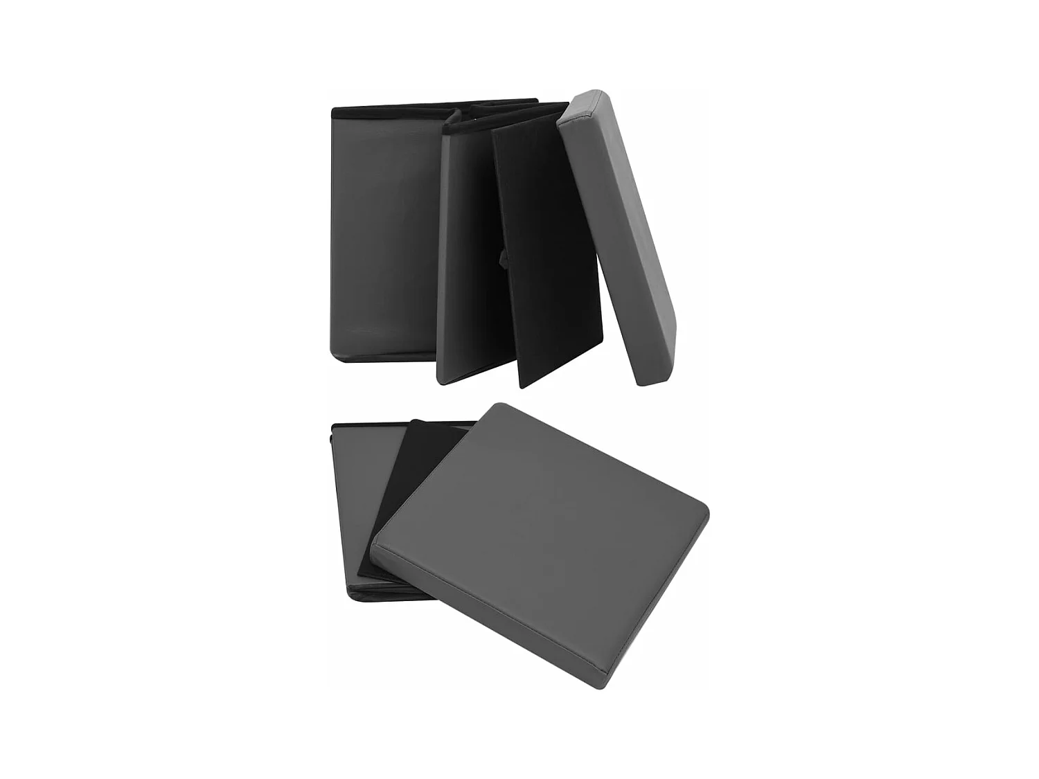 Tabourets de rangement pliables lot de 2 gris PVC