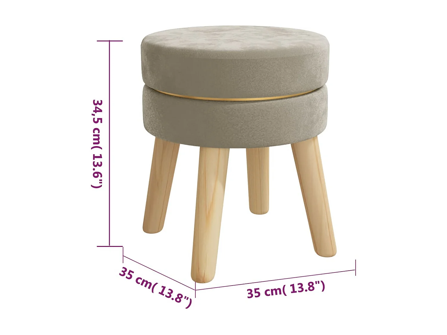 Tabouret rond Gris foncé Velours