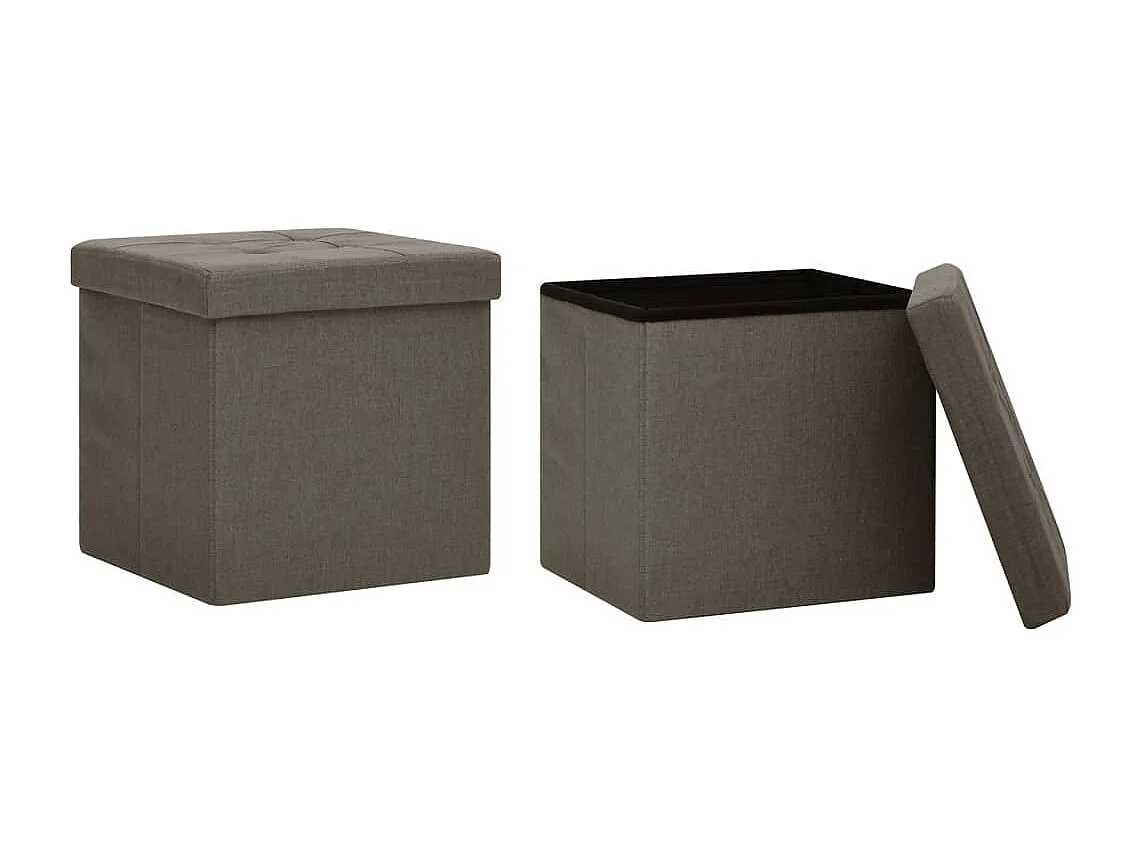 Tabourets de rangement pliables lot de 2 marron faux lin