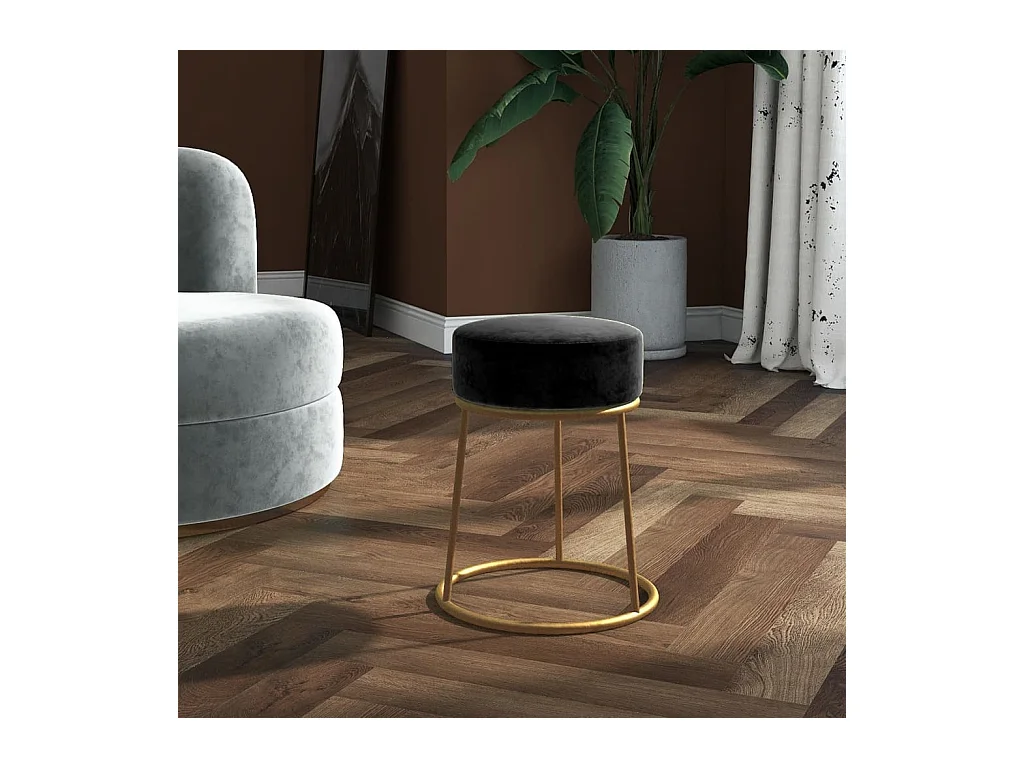 Tabouret rond Noir Velours