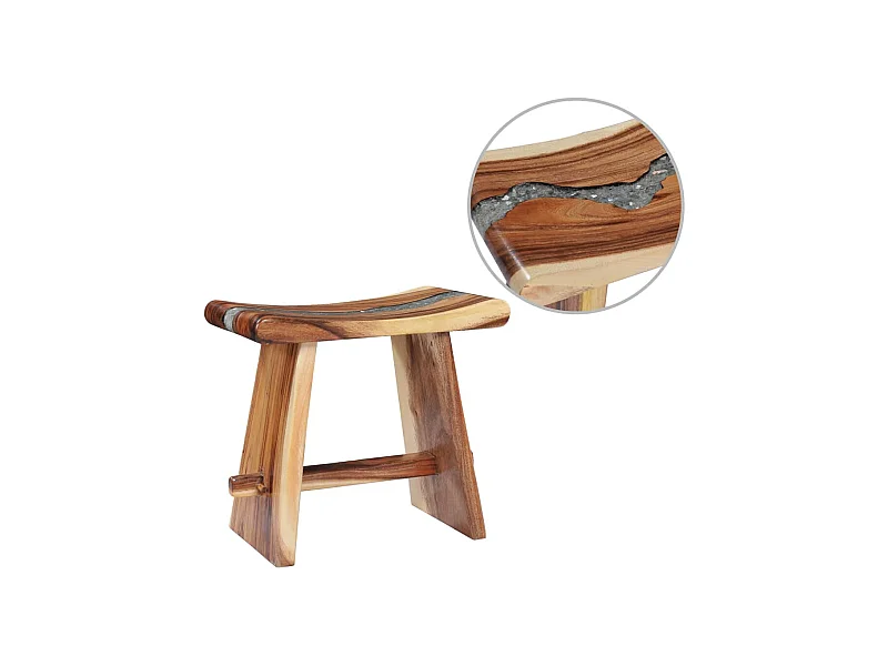 Tabouret Bois de Suar solide et polyrésine