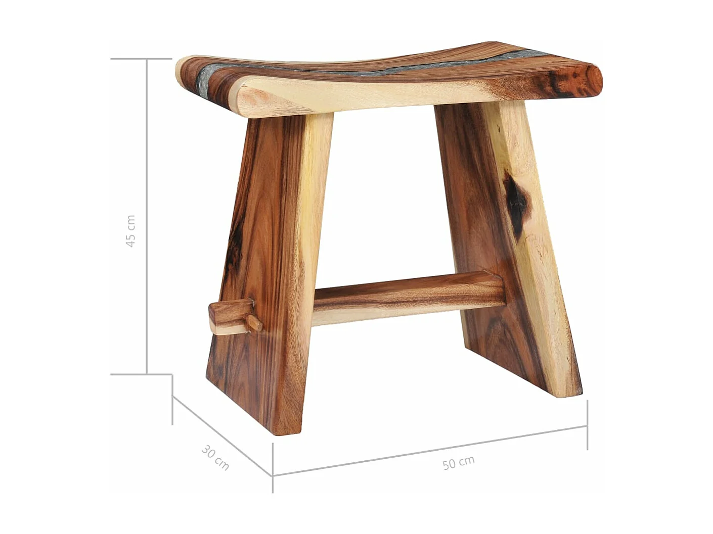 Tabouret Bois de Suar solide et polyrésine