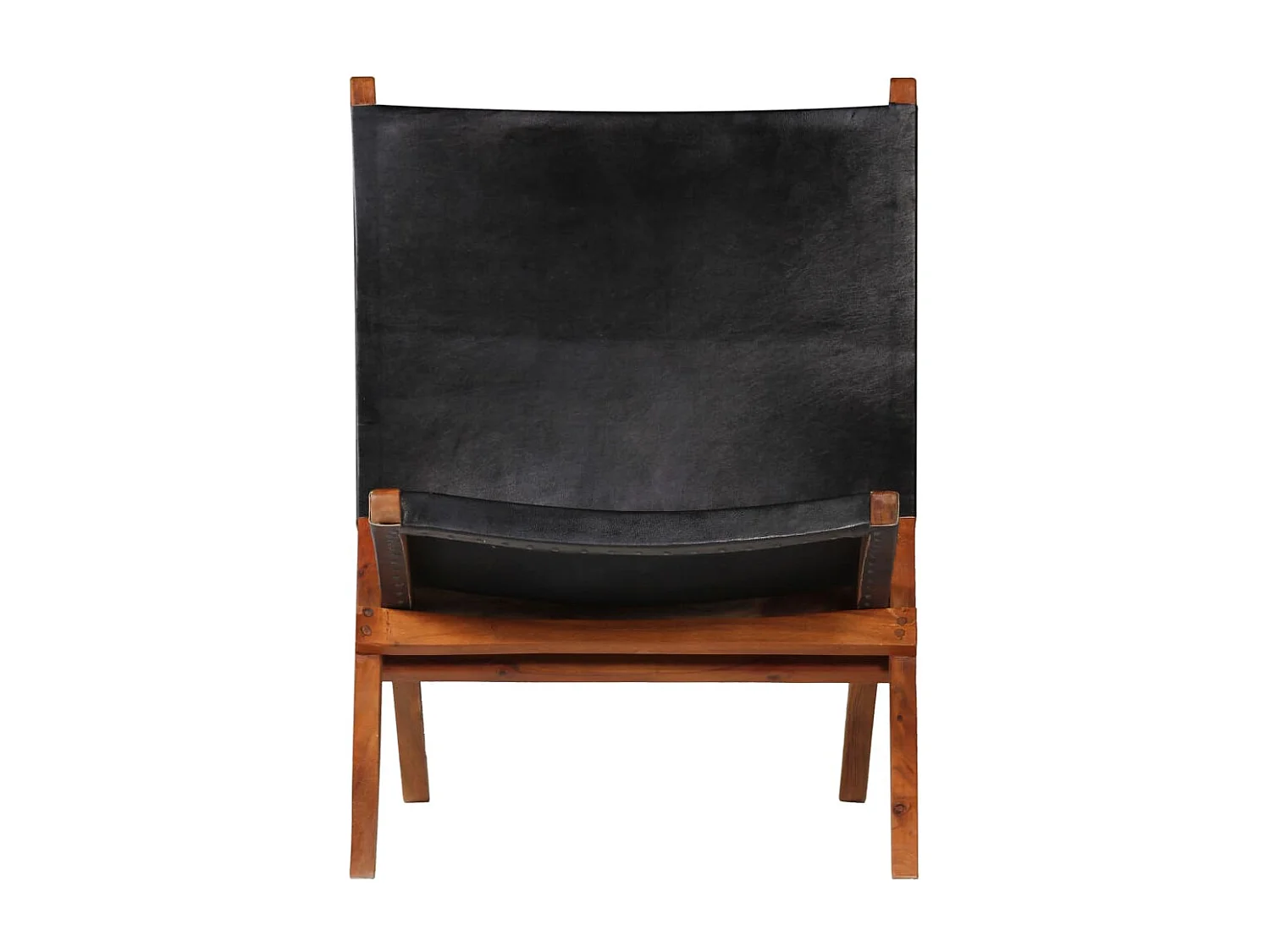 Chaise de relaxation pliable Noir Cuir véritable