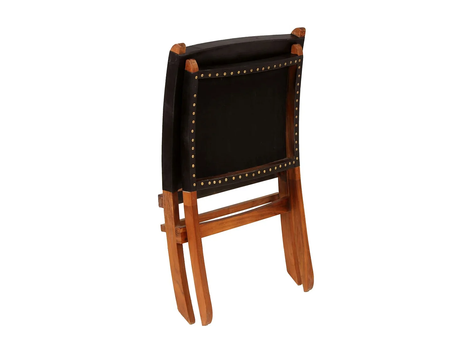 Chaise de relaxation pliable Noir Cuir véritable