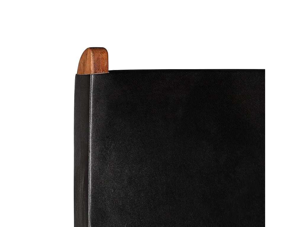 Chaise de relaxation pliable Noir Cuir véritable