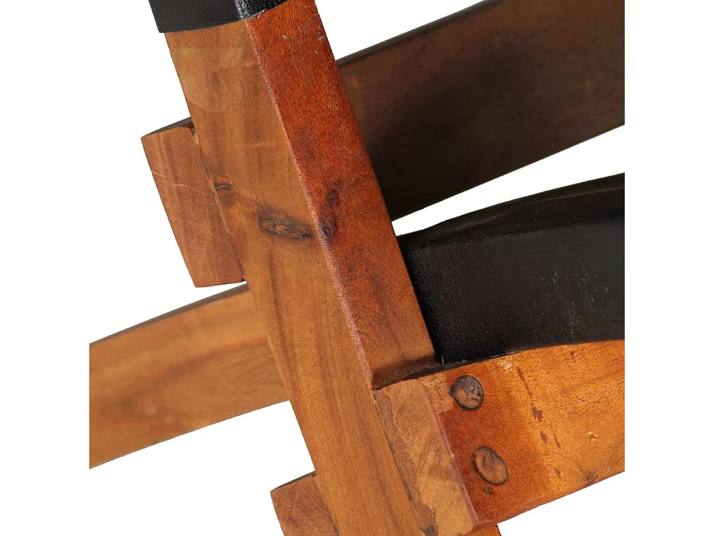 Chaise de relaxation pliable Noir Cuir véritable