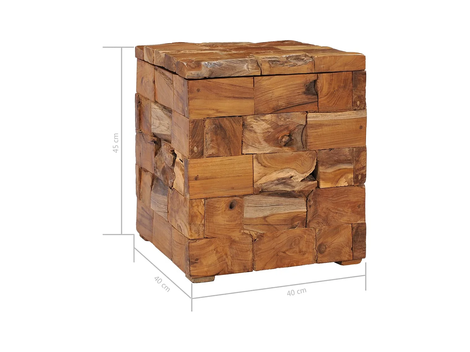 Tabouret de rangement Bois de teck massif