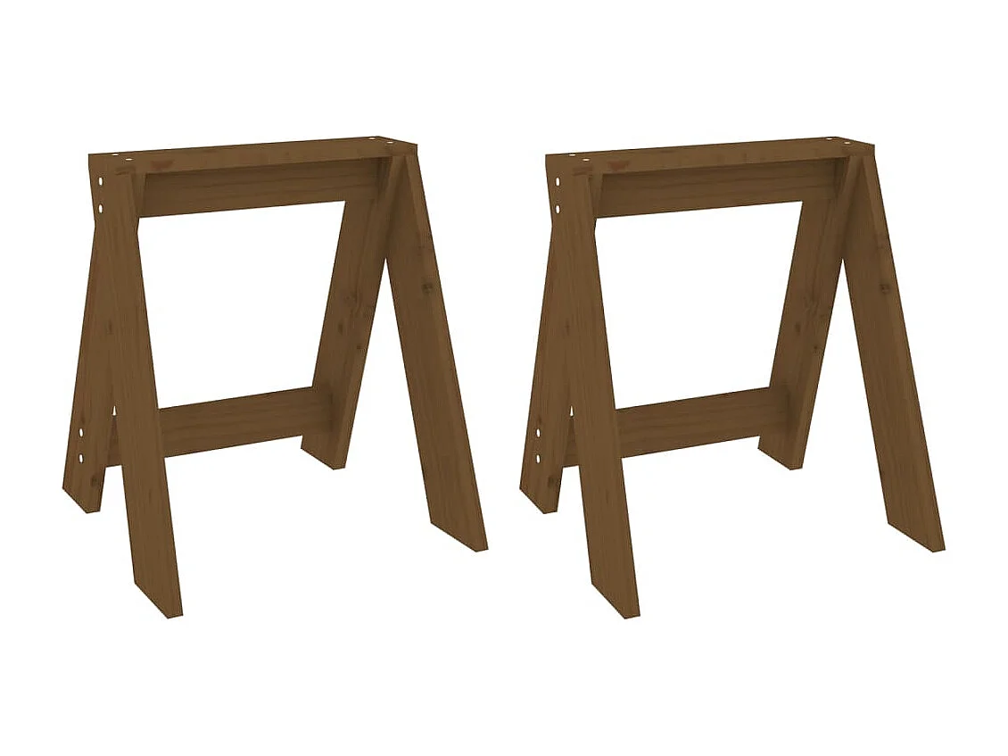 Conjunto de 2 bancos em madeira maciça de pinho castanho mel 40x40x45 cm