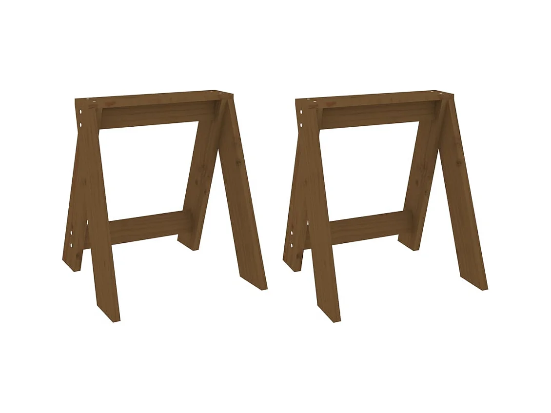 Tabourets lot de 2 marron miel 40x40x45 cm bois massif de pin