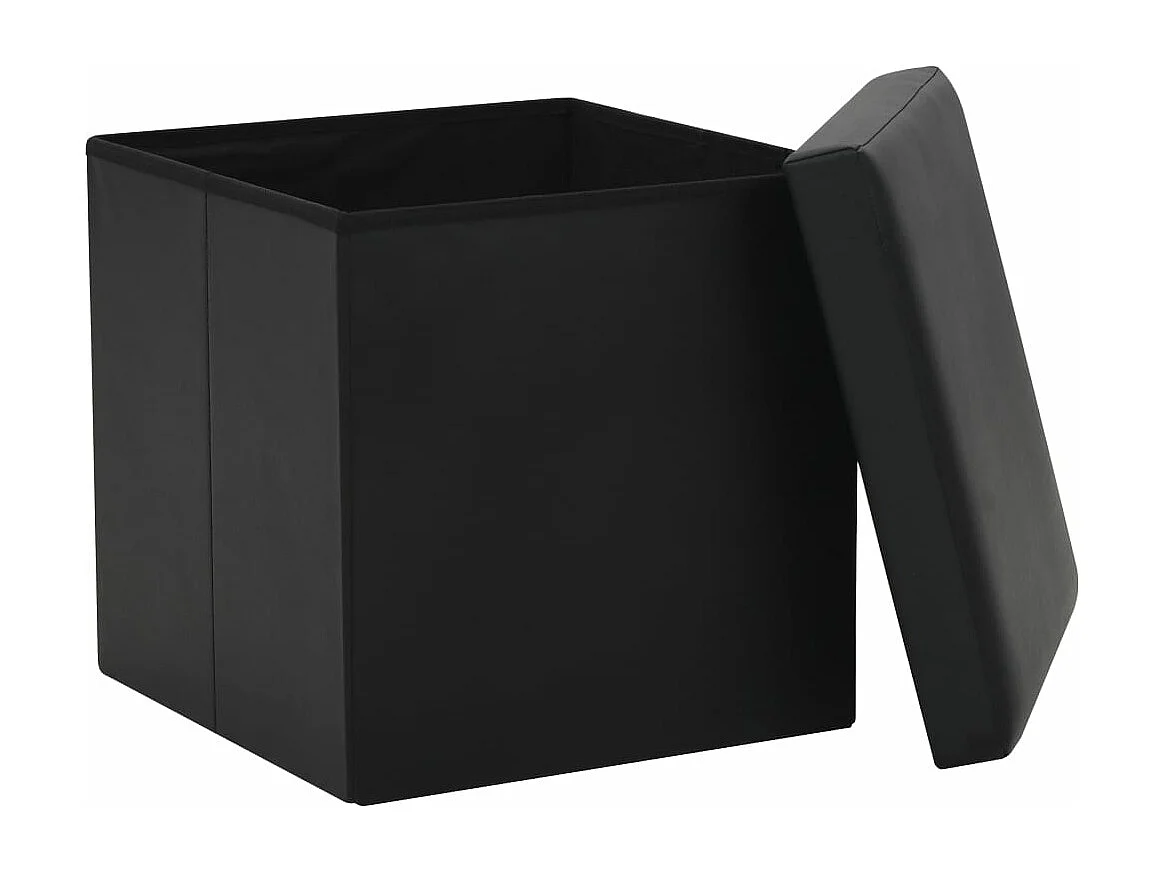 Tabouret de rangement pliable Noir Similicuir