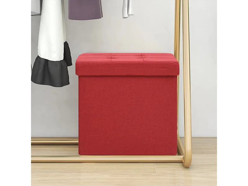 Tabouret de rangement pliable Rouge bordeaux Faux lin