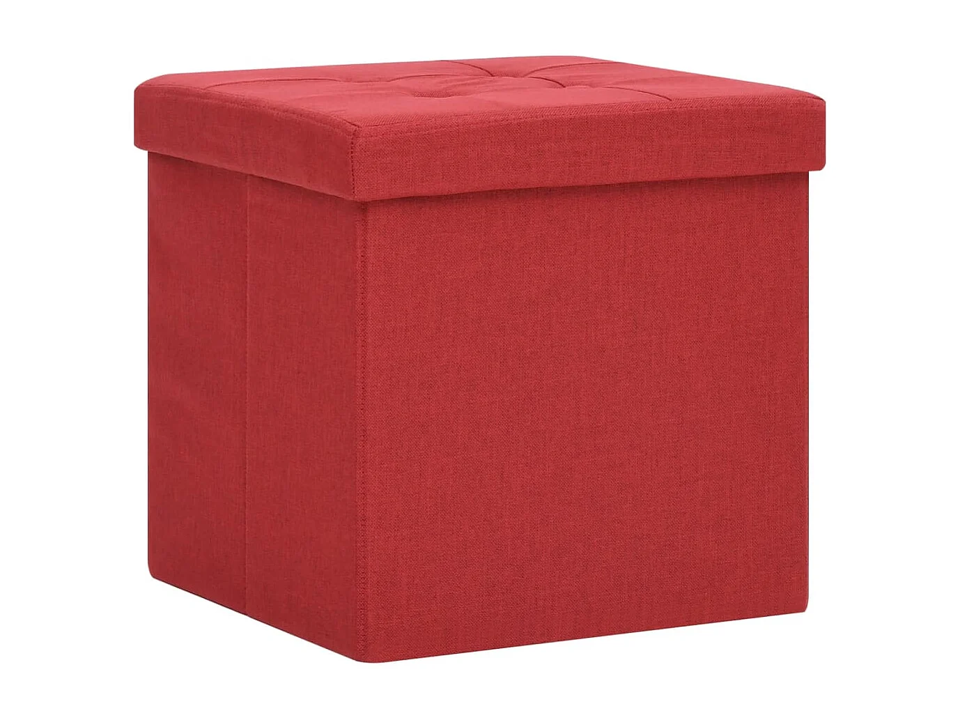 Tabouret de rangement pliable Rouge bordeaux Faux lin
