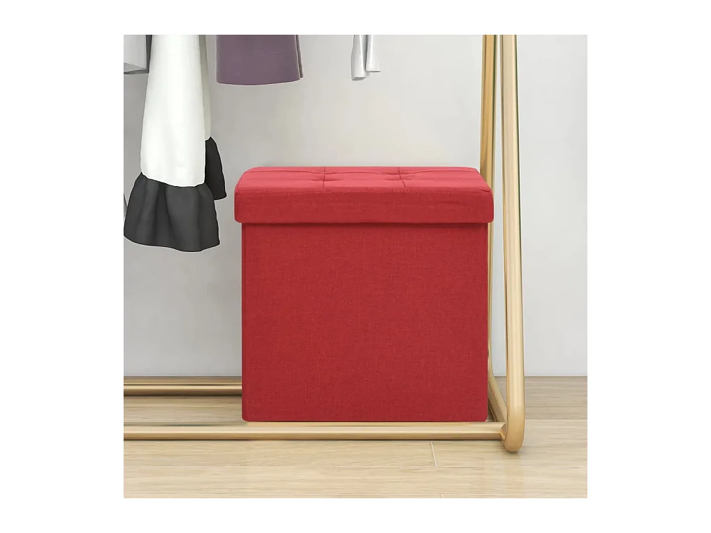 Tabouret de rangement pliable Rouge bordeaux Faux lin