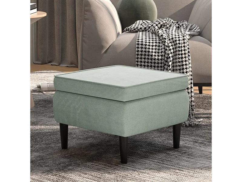 Sgabello con gambe in legno Velluto grigio chiaro