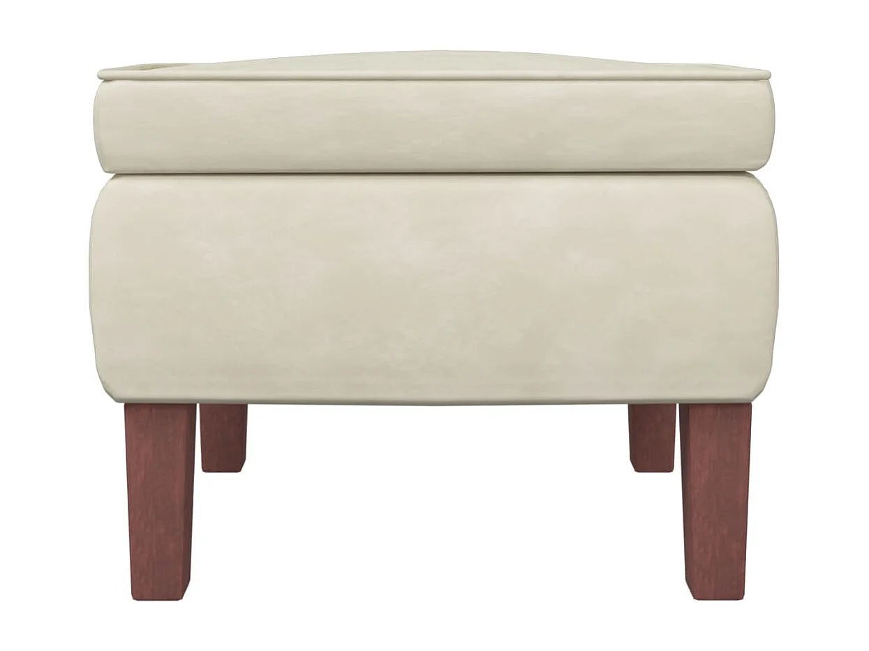 Tabouret avec pieds en bois Crème Velours