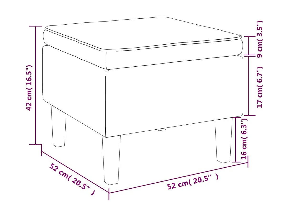 Tabouret avec pieds en bois Crème Velours