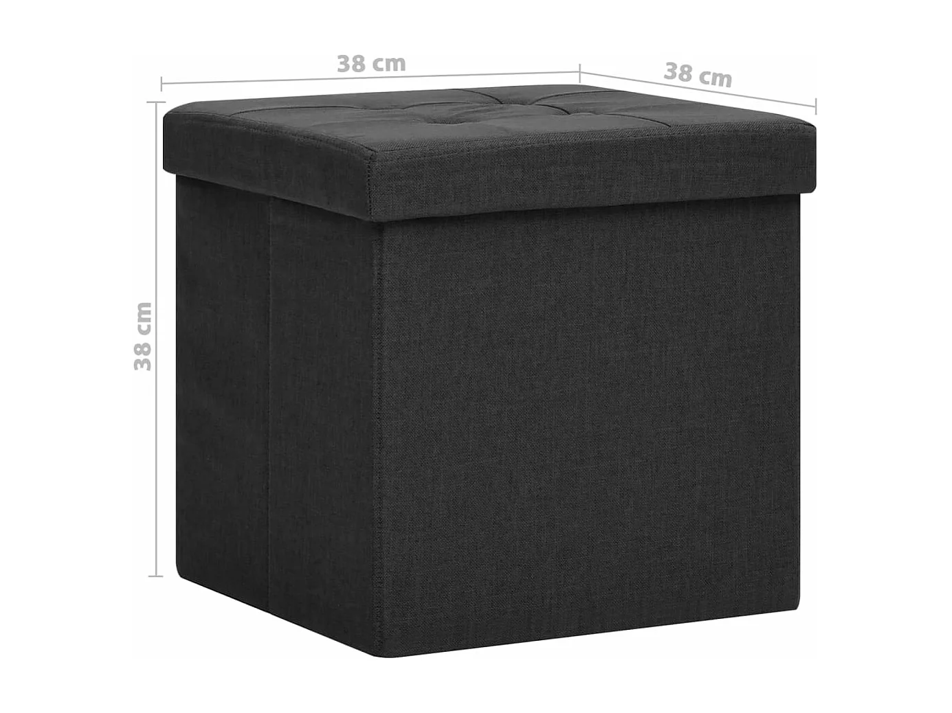 Tabouret de rangement pliable Noir Faux lin