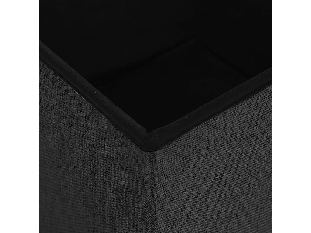 Tabouret de rangement pliable Noir Faux lin