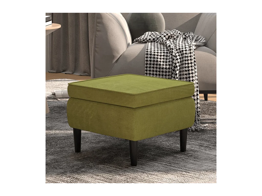Tabouret avec pieds en bois Vert clair Velours