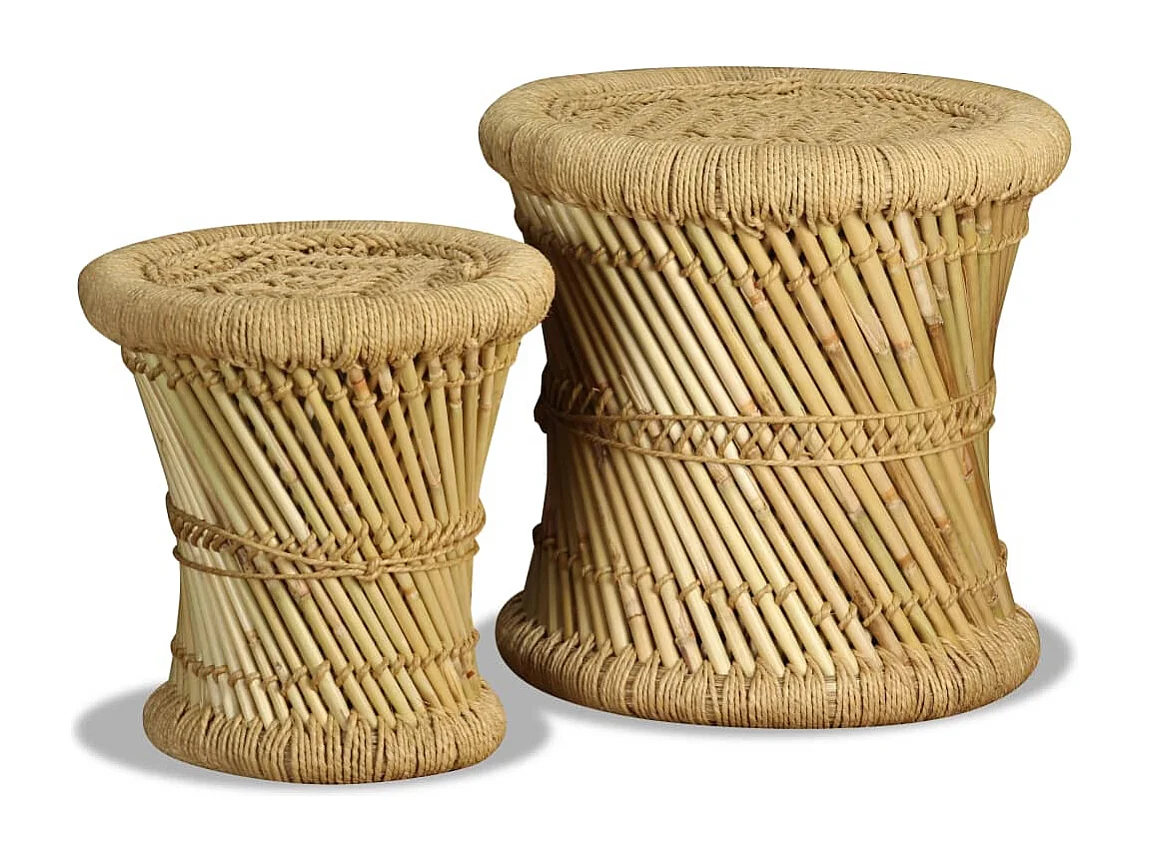 Tabourets lot de 2 Bambou et jute