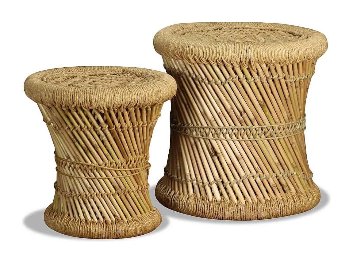Tabourets lot de 2 Bambou et jute