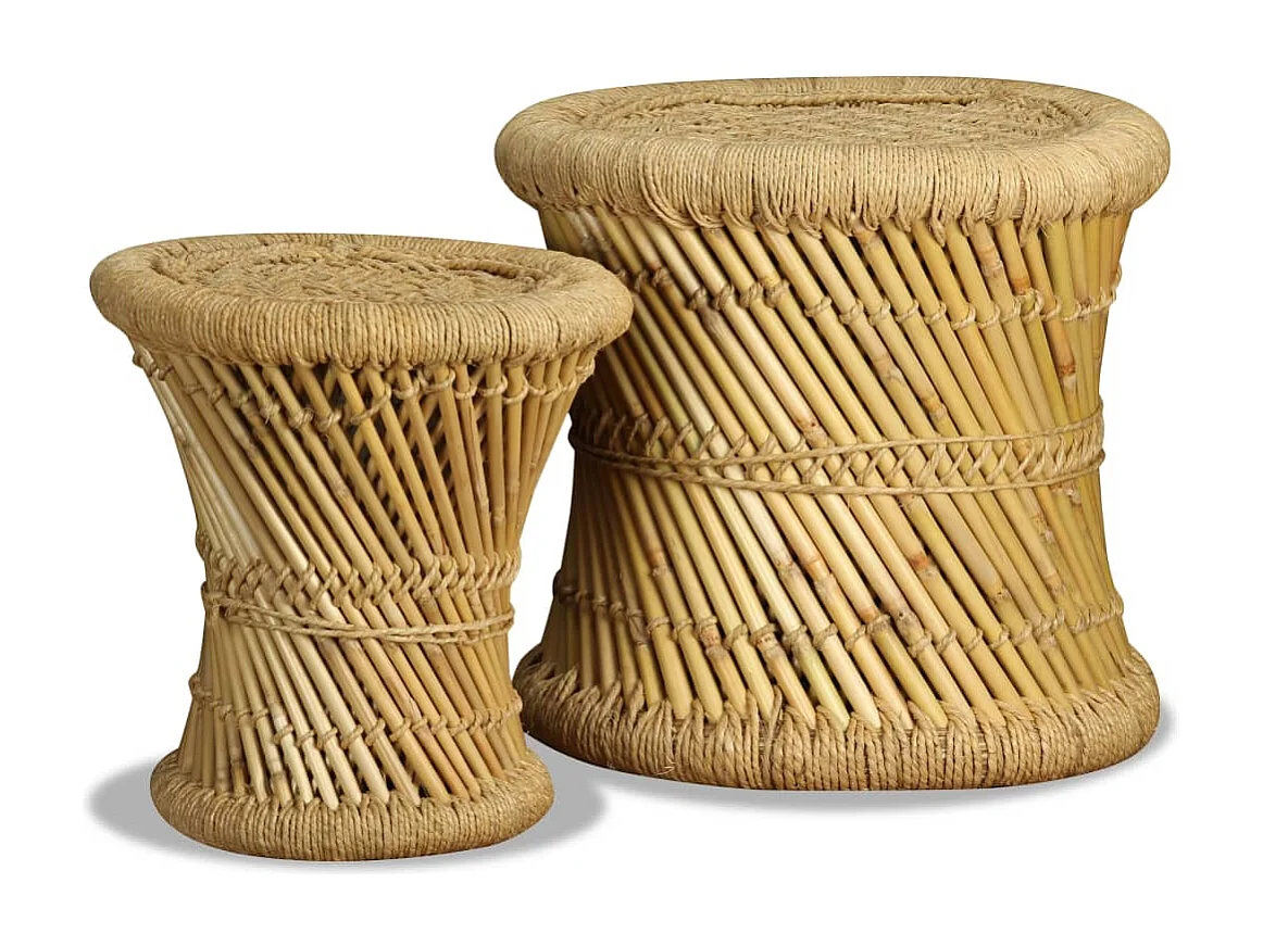 Tabourets lot de 2 Bambou et jute