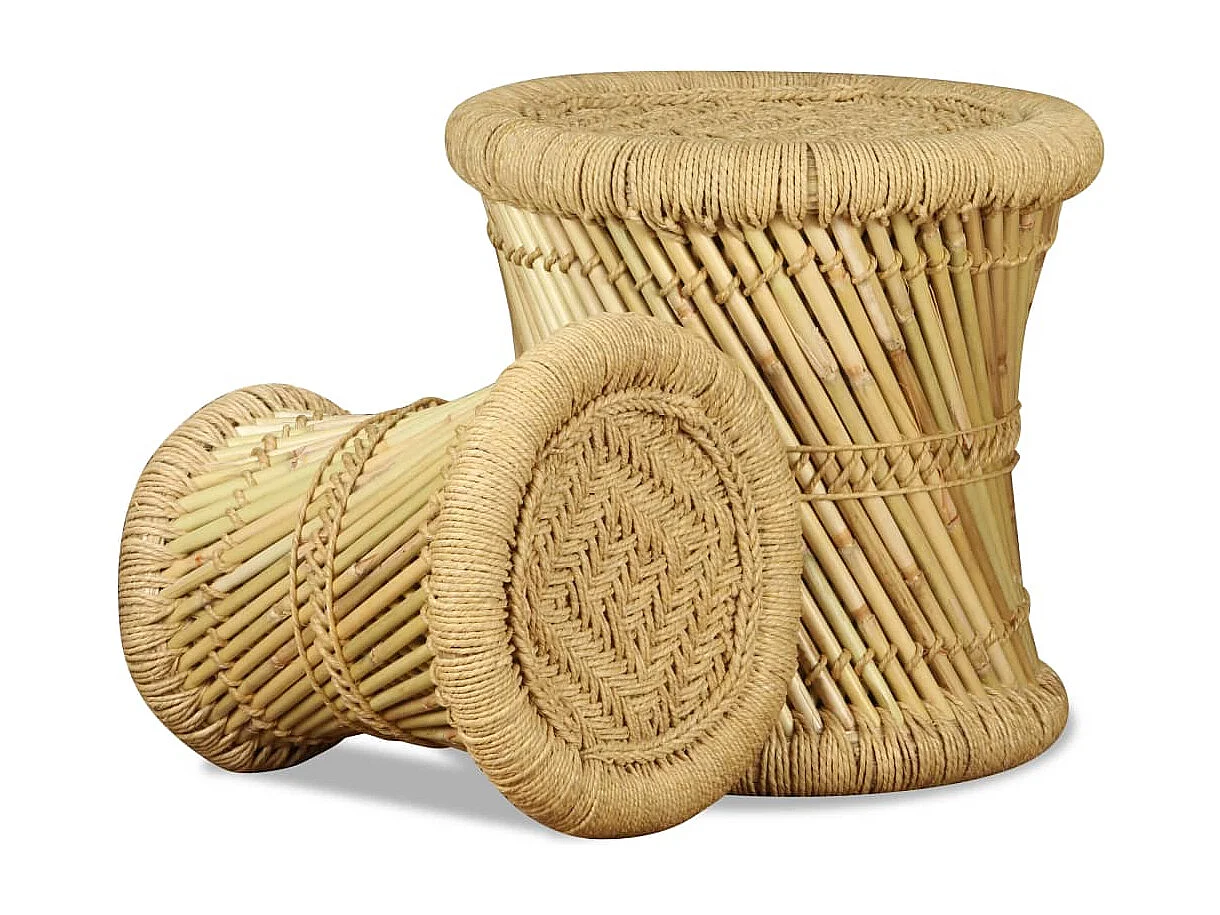 Tabourets lot de 2 Bambou et jute
