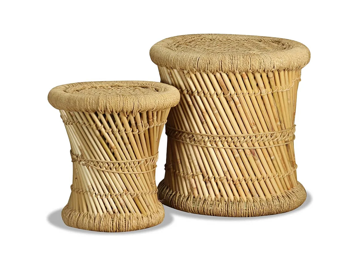 Krukken set van 2 Bamboe en jute