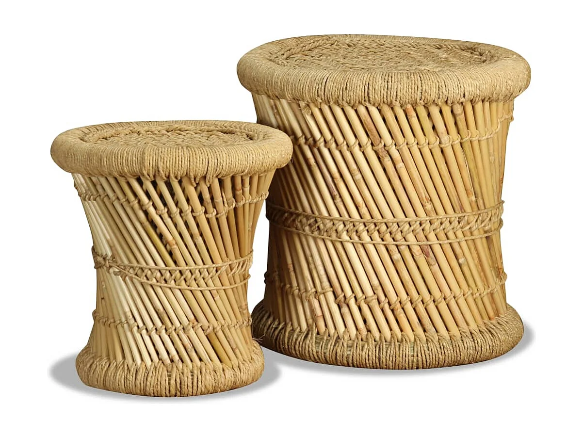 Hocker 2er-Set aus Bambus und Jute